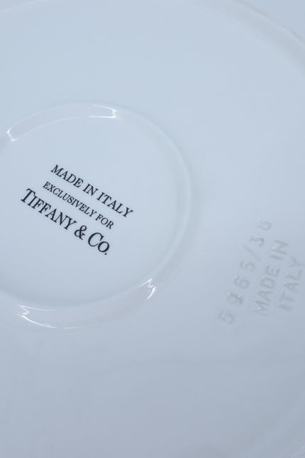TIFFANY & CO 15" Basket Weave Serving Platter White Chop Plate Wicker 5965/38