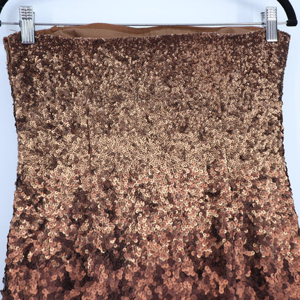 KAUFMANFRANCO Graduated Bronze Sequin Dress Silk Strapless Mini Women's 6/42