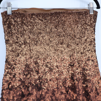 KAUFMANFRANCO Graduated Bronze Sequin Dress Silk Strapless Mini Women's 6/42