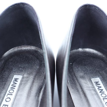 MANOLO BLAHNIK Grey Metallic Pointed Toe Flat Quiet Luxury Women's 38/US 8