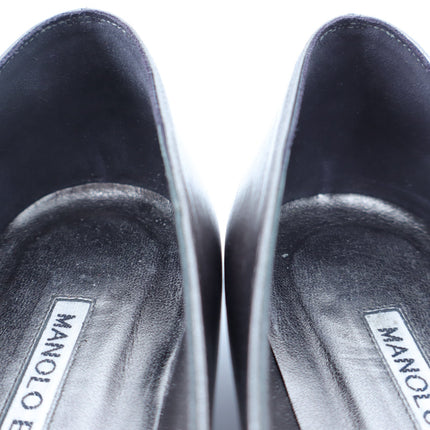 MANOLO BLAHNIK Grey Metallic Pointed Toe Flat Quiet Luxury Women's 38/US 8