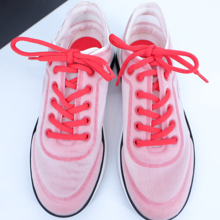 CHANEL Red White Mesh Sneakers NIB Tennis Trainers Active Women's 38/US 7.5