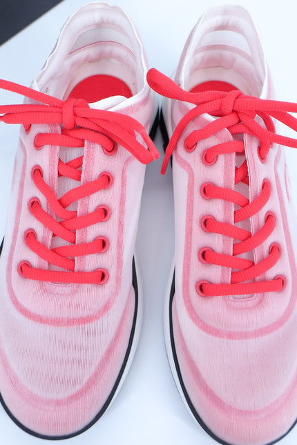 CHANEL Red White Mesh Sneakers NIB Tennis Trainers Active Women's 38/US 7.5