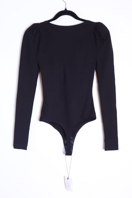 LPA NWT Sweetheart Bodysuit Black Long Sleeve Thong Cut Women's XS