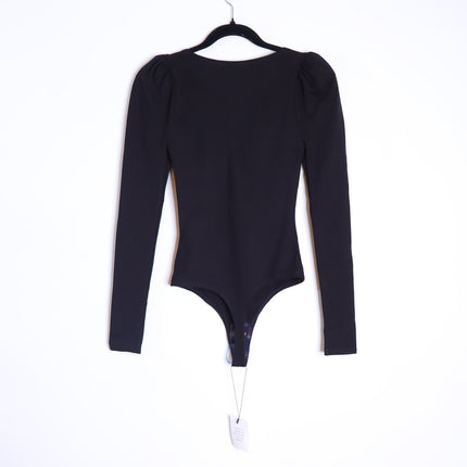LPA Sweetheart Bodysuit NWT Black Long Sleeve Thong Cut Women's XS