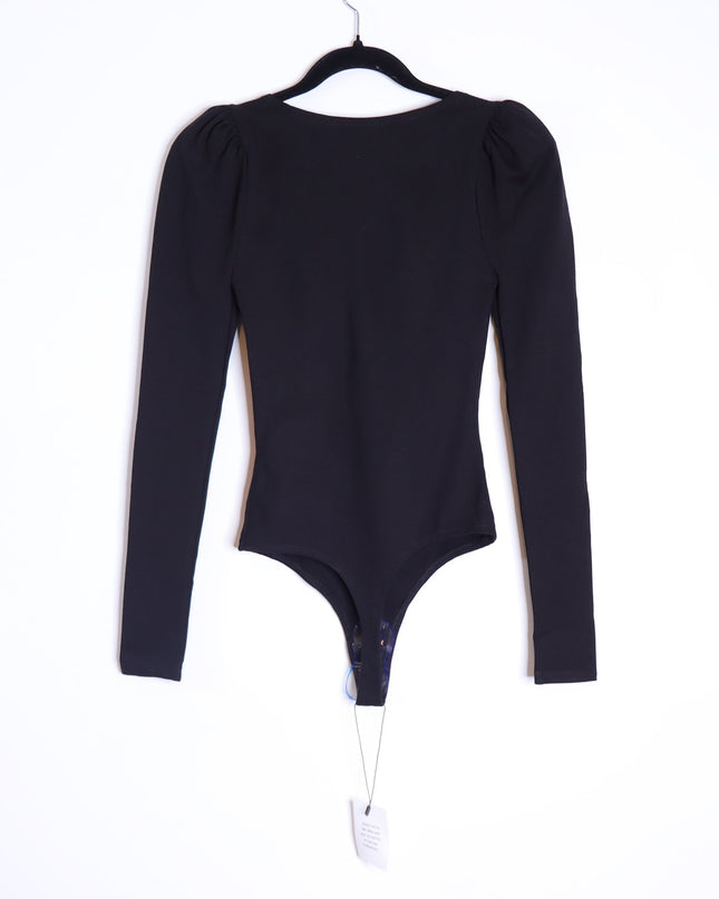 LPA Sweetheart Bodysuit NWT Black Long Sleeve Thong Cut Women's XS