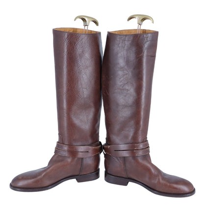 Ralph Lauren Collection Leather Riding Boot Brown Western Luxury Women's 5.5B
