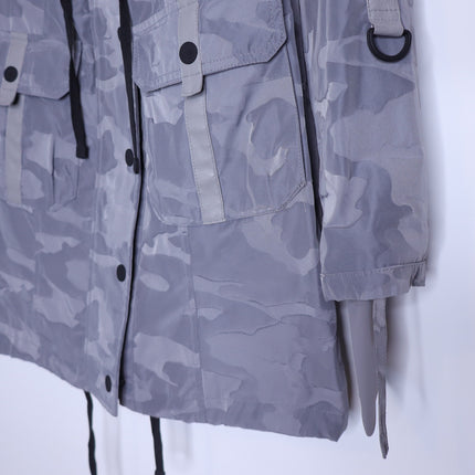 BLANC NOIR Hooded Water Resistance Anorak Jacket Gray Camo Women's M