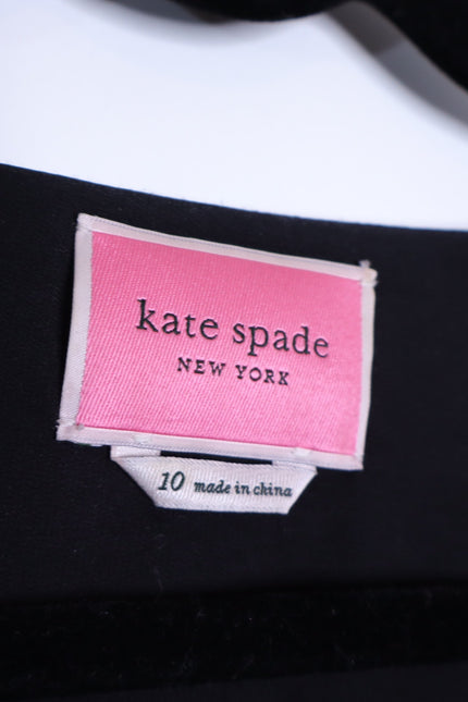 KATE SPADE Black Spade Clover Toss Belted Wrap Dress Long Sleeve Women's 10