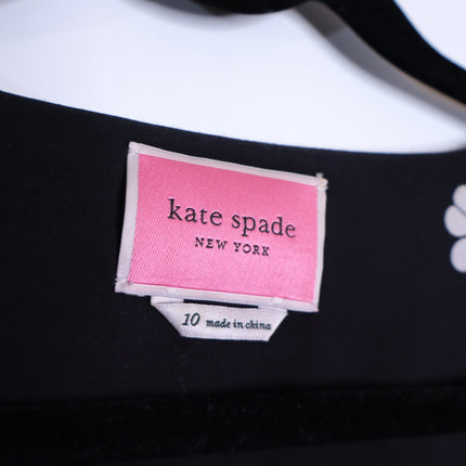 KATE SPADE Black Spade Clover Toss Belted Wrap Dress Long Sleeve Women's 10