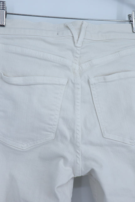 VERONICA BEARD Ryleigh Slim Straight Jeans Ecru High Rise Button Fly Women's 26