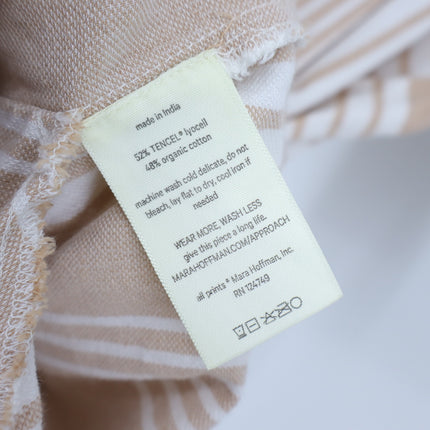 Mara Hoffman Swim Cover Up Dress Beige and White Striped Belted Women's XS
