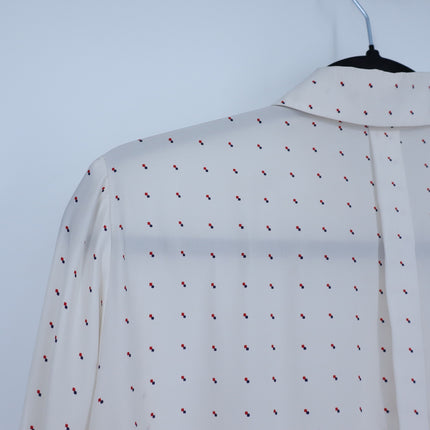 Frame Silk Button Up Shirt Ivory Blanc Dot Long Sleeve Blouse Women's S