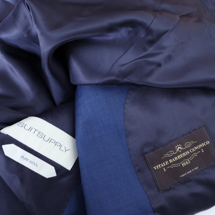SUITSUPPLY Lazio Slim Sport Coat Mid Blue Wool Single Breasted Men's 50/US 40