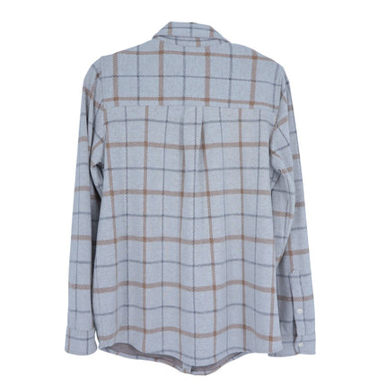 Faherty Legend Sweater Shirt Open Tundra Grey Windowpane Button Down Women's M