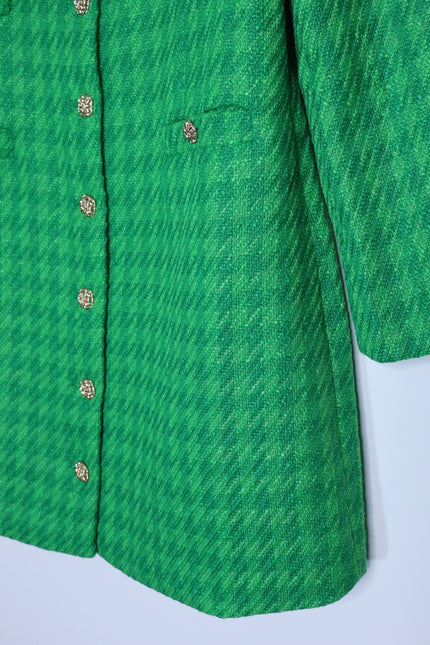 POMANDER PLACE NWT Tweed Stacie Dress Emerald Green Long Sleeve Women's M