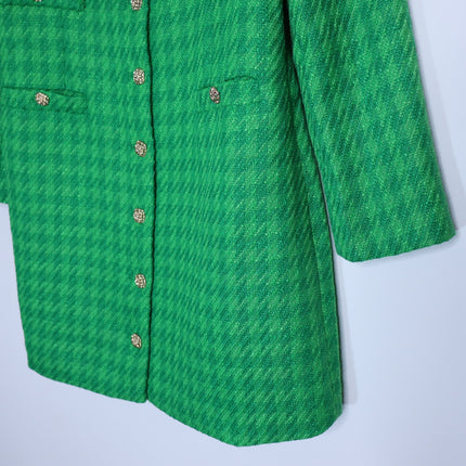 POMANDER PLACE Tweed Stacie Dress NWT Emerald Green Long Sleeve Women's M