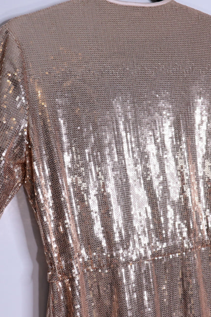 EMERSON FRY NWT Sequin Keyhole Dress Blush Long Sleeve Lined Women's XS