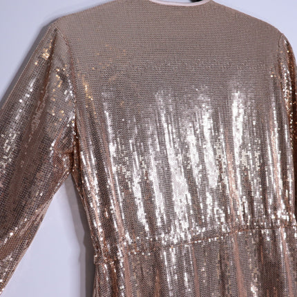 EMERSON FRY Sequin Keyhole Dress NWT Blush Long Sleeve Lined Women's XS