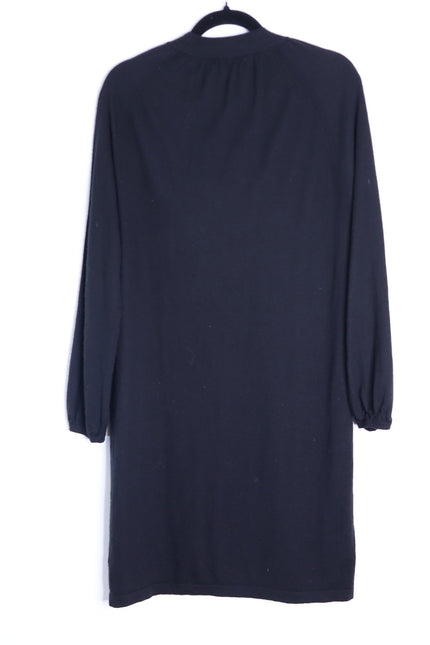 NAKED CASHMERE Long Sleeve Sweater Dress Black Shift Tassel Tie Women's M