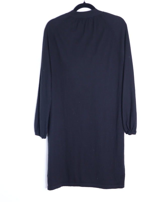 NAKED CASHMERE Long Sleeve Sweater Dress Black Shift Tassel Tie Women's M