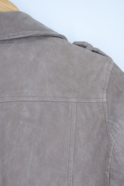 BLANKNYC Cropped Suede Moto Jacket Sand Stoner Full Zip Long Sleeve Women' S