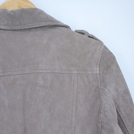 BLANKNYC Cropped Suede Moto Jacket Sand Stoner Full Zip Long Sleeve Women' S