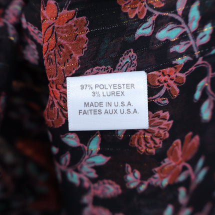 Misa Analeigh Floral Blouse Black Ruffled Button Up Long Sleeve Top Women's XS