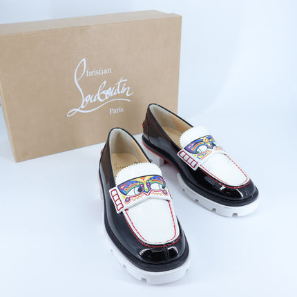 Christian Louboutin Printed Lug Loafers Black NIB Leather Women's 35/US 5