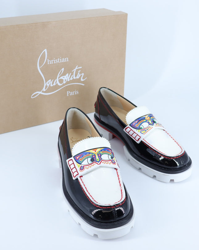 Christian Louboutin Printed Lug Loafers Black NIB Leather Women's 35/US 5