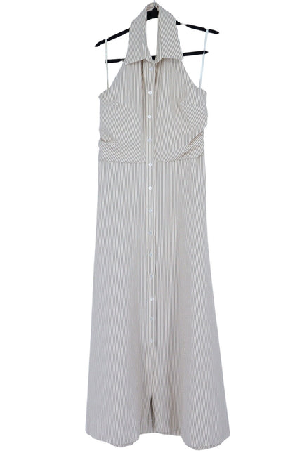 VERONICA BEARD Mackey Seersucker Dress Khaki White NWT Stretch Cotton Women's 10