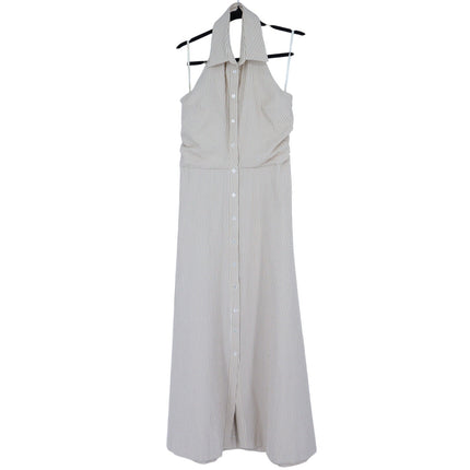 VERONICA BEARD Mackey Seersucker Dress Khaki White NWT Stretch Cotton Women's 10