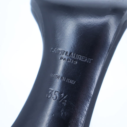 SAINT LAURENT Jane Studded Sandal Black Leather Heels Women's 35.5/US 5.5