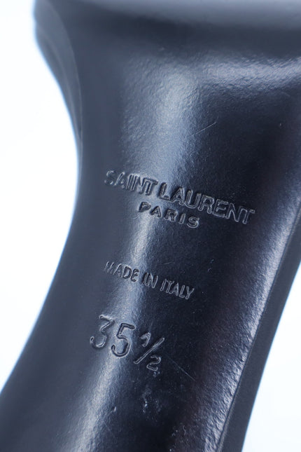 SAINT LAURENT Jane Studded Sandal Black Leather Heels Women's 35.5/US 5.5