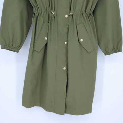J. Crew Perfect Raincoat Olive Green NWT Hooded Snap Front Mid Length Women's S