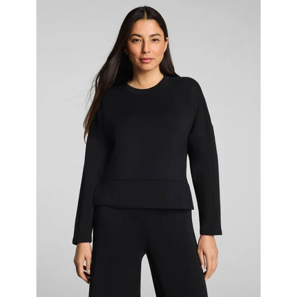 Spanx AirEssentials Crewneck Top Very Black NWT Modal Knit Long Sleeve Women's S