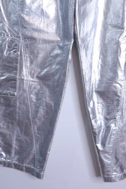 FP MOVEMENT NWT Mesmerize Me Shine Pants Silver Cargo Pull On Women's XS