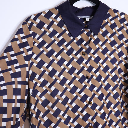 VERONICA BEARD Sumatra Mini Shirt Dress Navy Multi Wide Sleeve Women's 10