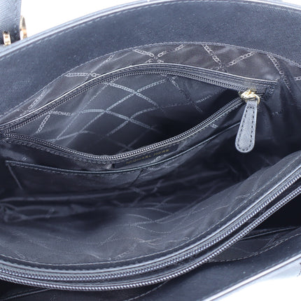 Michael Kors Jet Set Pocket Tote Bag Black Saffiano Leather Shoulder Purse