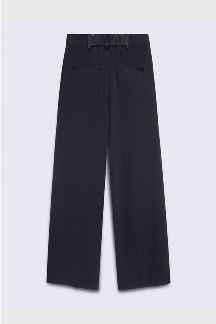 THE FOLD Clever Crepe Adelaide Wide Leg Trousers Navy Blue High Rise Women's 10