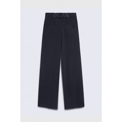 THE FOLD Clever Crepe Adelaide Wide Leg Trousers Navy Blue High Rise Women's 10