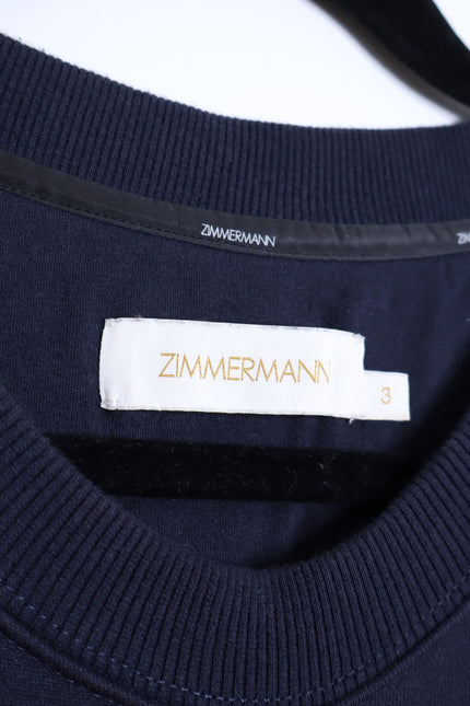 ZIMMERMANN Starcat Embroidered Sweatshirt Navy Pullover Terry Women's 3/US 10