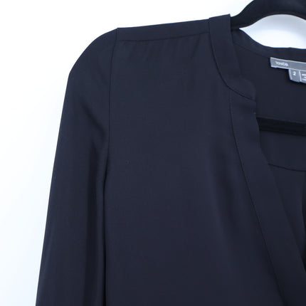 Vince Silk Popover Blouse Black Lightweight Long Sleeve Women's 2
