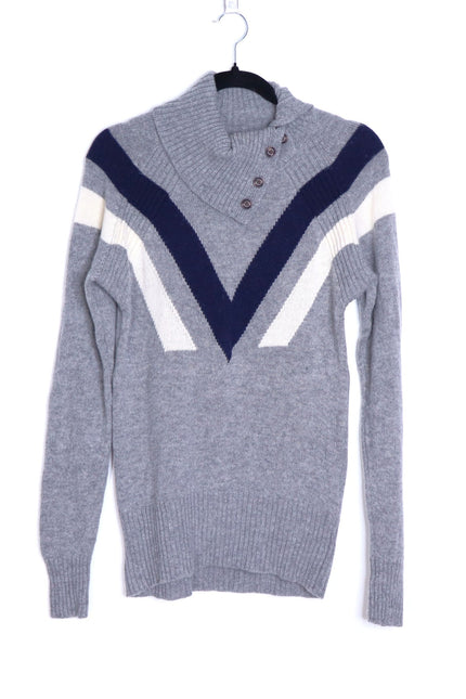ALPS & METERS Ski Race Knit Sweater Gray Wool Cashmere Long Sleeve Women's L