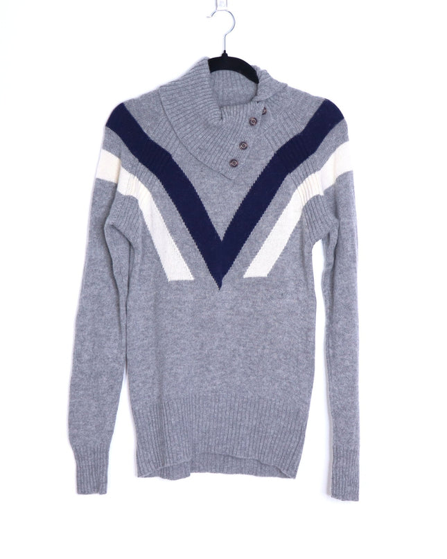 ALPS & METERS Ski Race Knit Sweater Gray Wool Cashmere Long Sleeve Women's L