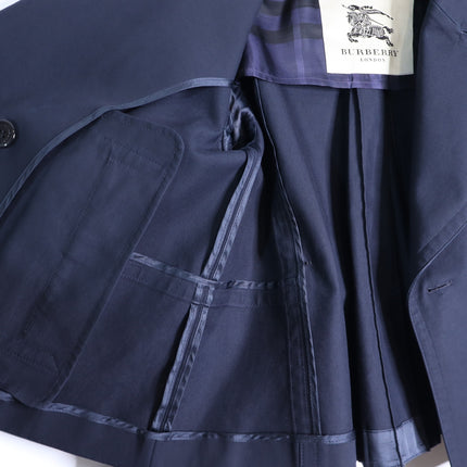 BURBERRY Crop Double Breasted Swing Jacket Dark Navy Long Sleeve Women's 40/US 6