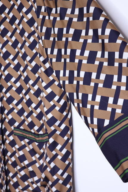 VERONICA BEARD Sumatra Mini Shirt Dress Navy Multi Wide Sleeve Women's 10