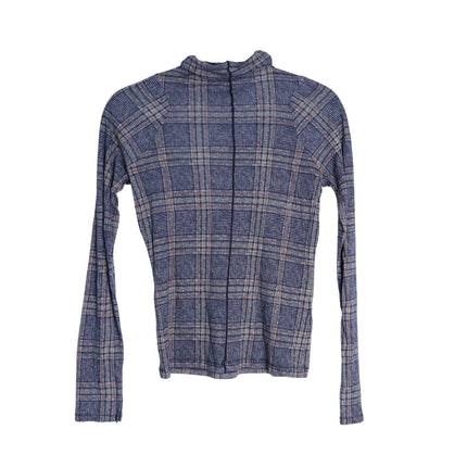 Rag & Bone Shaw Plaid Turtleneck Top Black Multi Long Sleeve Women's S
