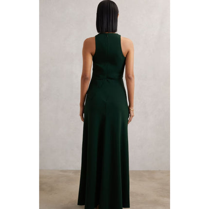 Reiss Gabriella Ruffled Maxi Dress Green Slash Detail Sleeveless Women's 4