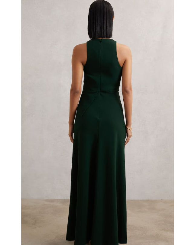 Reiss Gabriella Ruffled Maxi Dress Green Slash Detail Sleeveless Women's 4